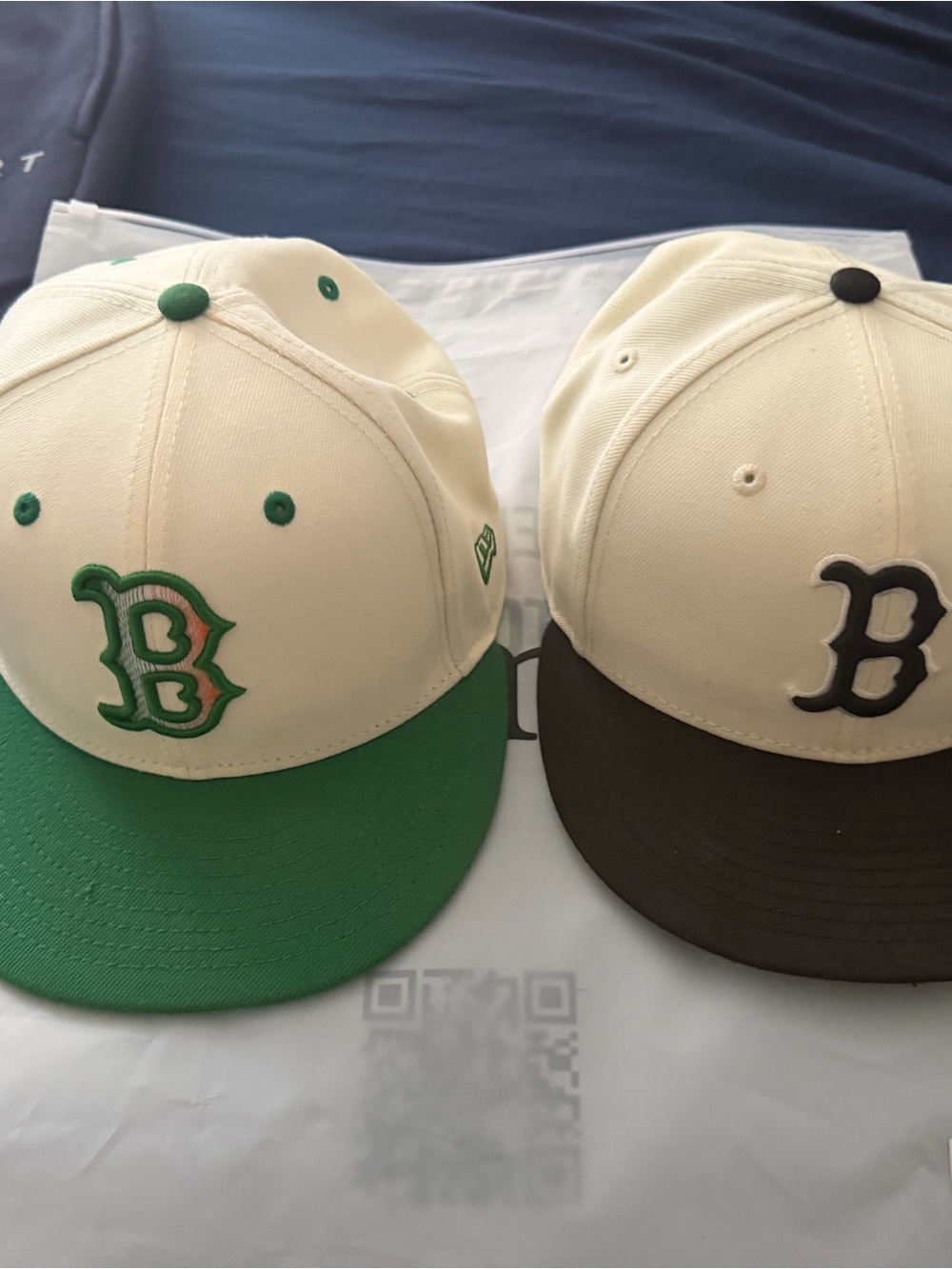 Kids Cream and Green Baseball Cap - Embroidered B Logo